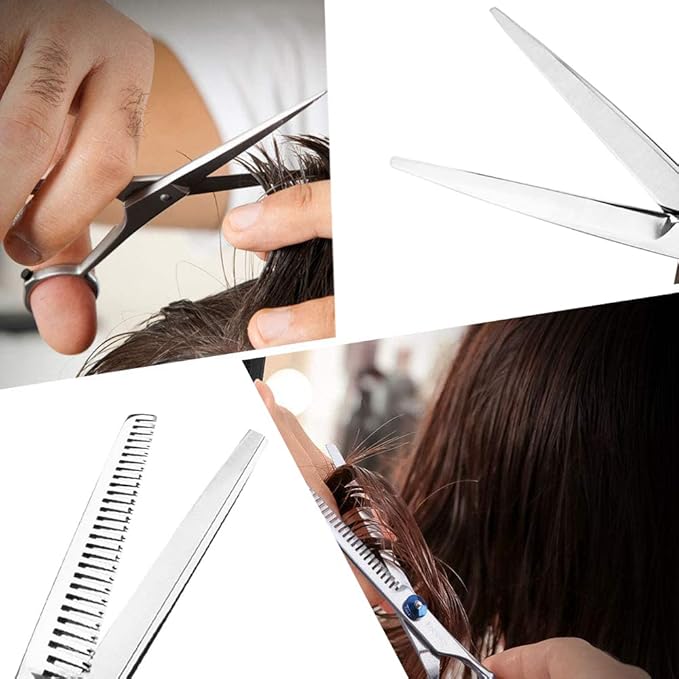 Hair Cutting Scissors Hair Thinning Texturizing Shears Hairdressing Shears With Detachable Finger Ring for Barber/Men/Women/Salon&Home (Blue 2)