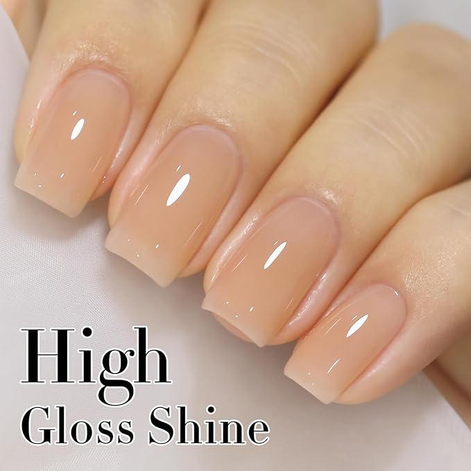 Double Rhythm Translucent Gel Polish Sheer Neutral Natural Light Milky Same Color Same Bottle 15ML Jelly UV Polish Nail Art DIY at Home (Translucent Nude-A1424)