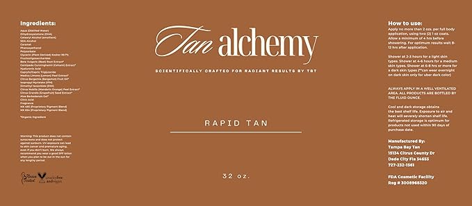 Tampa Bay Tan, Tan Alchemy, Rapid Tan Bronze Sunless Airbrush Spray Tanning Solution 4-32oz bottles (Gallon)