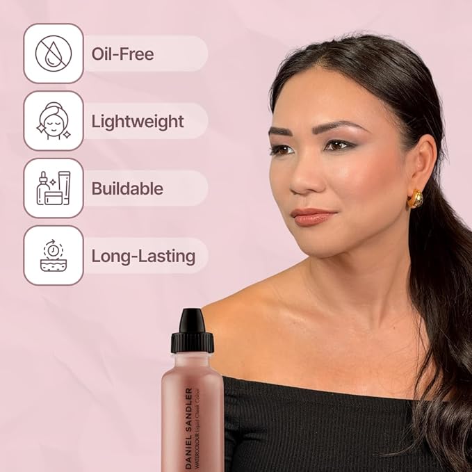 Daniel Sandler WATERCOLOUR LIQUID ILLUMINATOR - 'GLOW' 15ml – Shimmer Liquid Blush for Cheeks Make up, Highlighter – Oil-Free, Lightweight, Buildable & Long-Lasting for Cheeks & Lips