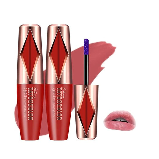 2Pcs Peel Off Lip Stain, Long Lasting Lip Stain Peel Off Masque, Waterproof and Transfer Proof Nude Lip Tint, Peelable Tattoo Lip Gloss Liner, Formula for Elegant Finish Makeup Lip-Tint Set (#2)