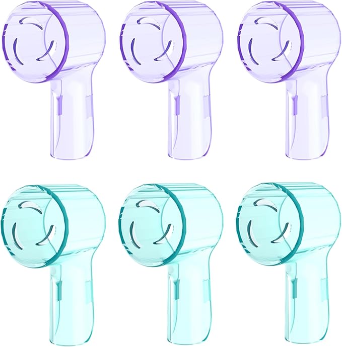 6 Pack Toothbrush Dustproof Cover Compatible with Oral B iO Ultimate Clean Gentle Care Replacment Heads and iO Series 3 4 5 6 7 7G 8 9 Electric Toothbrush, (Transparent+Purple)