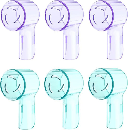 6 Pack Toothbrush Dustproof Cover Compatible with Oral B iO Ultimate Clean Gentle Care Replacment Heads and iO Series 3 4 5 6 7 7G 8 9 Electric Toothbrush, (Transparent+Purple)