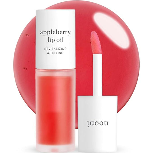 NOONI Korean Hydrating Lip Oil - Appleberry | Long-Lasting, Moisturizing, Plumping, Revitalizing for Dry Lips, Waterproof, No Peel Off, Hydrating, Nourishing Crystal Clear, 0.12 FL Oz