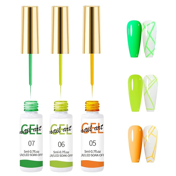 3Pcs Gel Liner Nail Art Professional Gel Liner Nail Polish Drying Quickly Without Smudging And Produces Smooth Glue For Beginner Friendly Nail Art Paint Brush