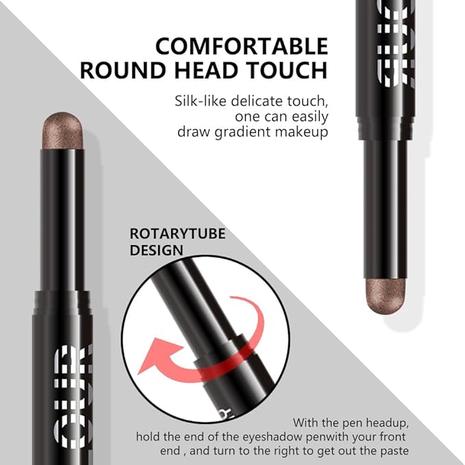 Mocha Shimmer Cream Eye Shadow Stick Makeup for Women, Mocha Shimmer Matte Eye Shadow Brightener Stick for Eyes, Long-lasting Waterproof Eyeshadow Pencil Applicator Blendable for Eye Highlight 14