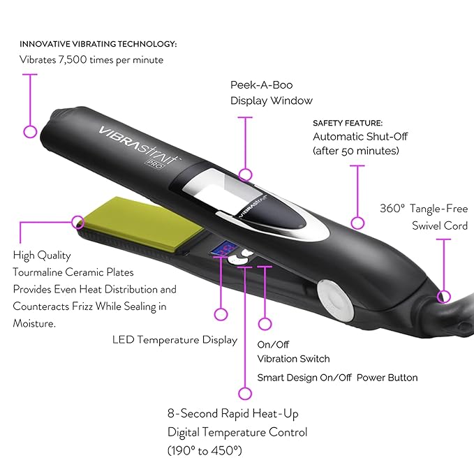 Value Bundle: Vibrastrait PRO 1" Vibrating Ceramic Flat Iron & Cloud 9 Miracle Repair 3-in-1 Heat Protectant and Leave-in Condition Spray