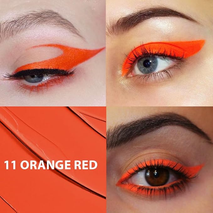 evpct 1Pcs Orange Red Waterproof Colored Eyeliner Liquid Eye Liner Set Long Lasiting Ultra-fine Speed Dry Colorful Liquid Eyeliner lapiz delineador de ojos contra el agua blanco para ojos de colores