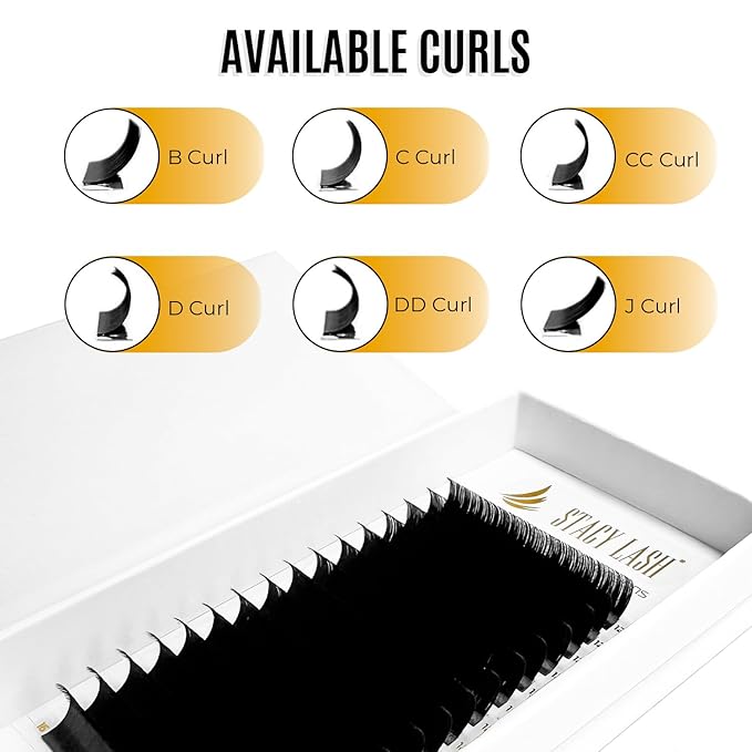 Individual Lashes Semi Permanent Mink Lashes by STACY LASH | Volume & Classic Lash Extensions | D Curl Eye Lashes | Eyelash Extension Supplies for Lash Tech | 16-Rows Lash Tray | D-0.07-11mm