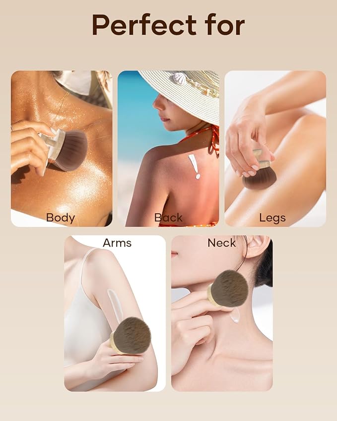 Extra Large Body Makeup Brush For Self Tanner, 3 Inch Width Self Tanning Blend Brush, Soft synthetic hair, Powder, Foundation, Blusher, Bronzer, Face and Body Brush