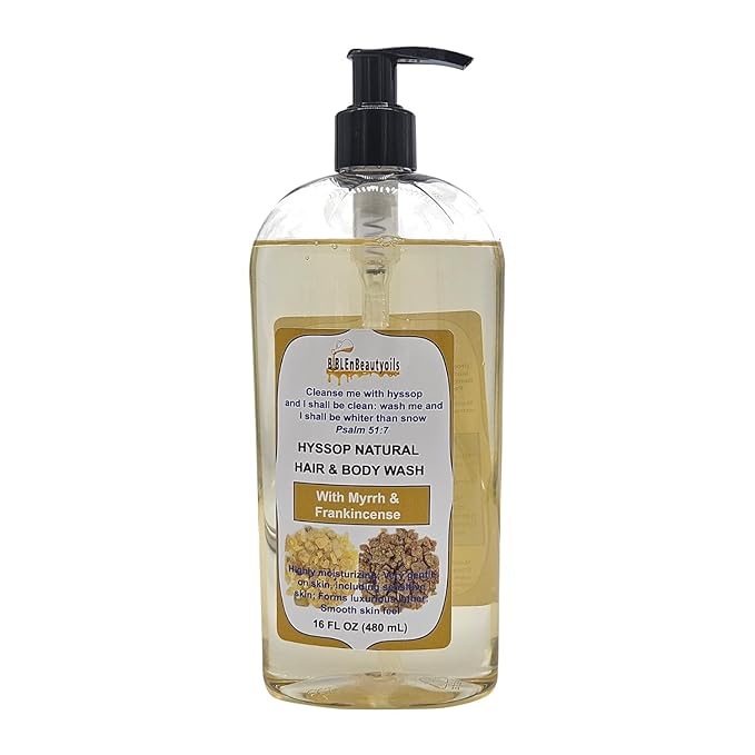 BIBLE N Beautyoils Cleanse Me With Hyssop Natural Hair and Body Wash, Organic Hyssop Infused Shampoo and Body Wash for Nourishing and Refreshing Hair & Body Cleansing