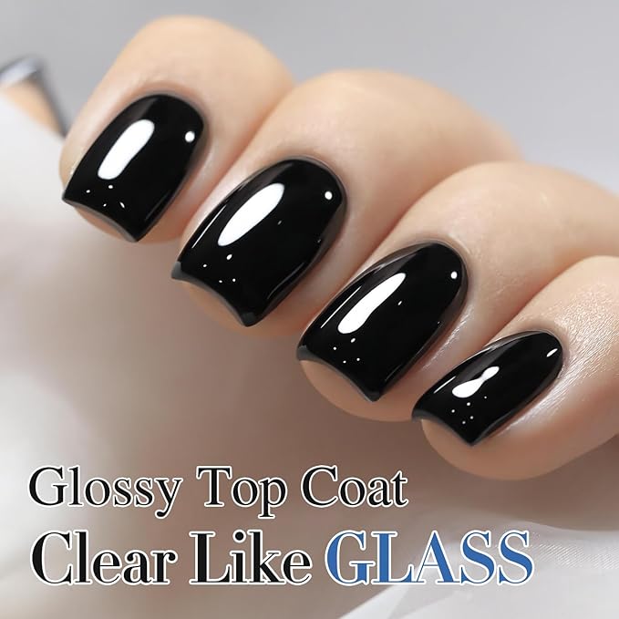 Double Rhythm 2 Pcs 15ML No Wipe Gel Top Coat and Base Coat Set Clear Glossy Gel Polish Kit Soak Off UV LED (2Pcs Top Coat)