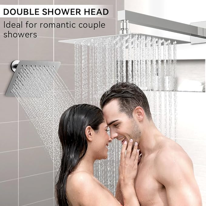 Shower Faucet Set Shower Systems, STARBATH 3 Way Shower Faucet with 2 in 1 Handheld, Ceiling Mount 12+6" Dual Rain Shower Head for Two People (6"+12" Shower Head-Handheld-Wall Mounted, Chrome)