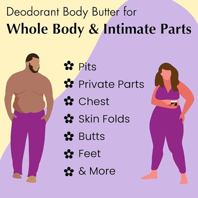 MONA BRANDS All Natural Deodorant Body Butter for Whole Body & Intimate Parts | Deodorant Cream for Women, Men, and Teens | Aluminum Free | Lavender & Lemon 2 oz