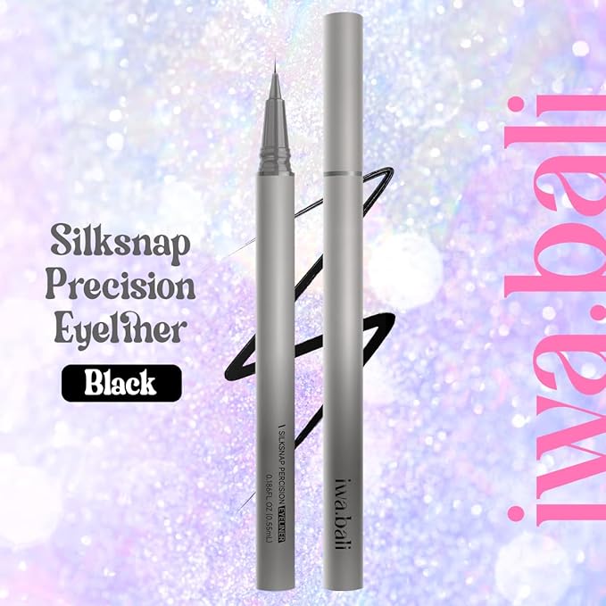 Silksnap Precision Liquid Eyeliner, Ultra Fine 0.01mm Tip, Smudge-Proof Waterproof Formula, Perfect for Beginners, Smooth Flow Drama-Proof (Brown) (BLACK)
