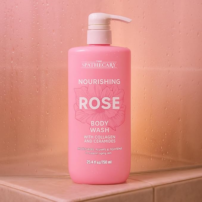 THE SPATHECARY Nourishing Rose Body Wash – With Collagen & Ceramides – Moisturizes, Plumps & Tightens to Support Aging Skin – Paraben-Free, Sulfate-Free, Daily Hydrating Formula, 25.4oz
