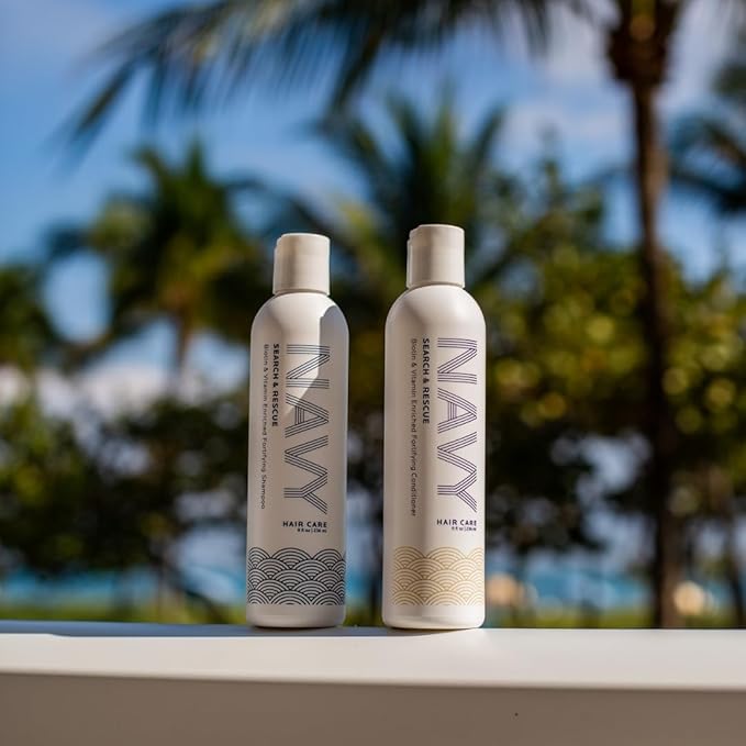 NAVY Hair Care Search and Rescue Shampoo & Conditioner Set | Biotin and Rosemary Oil Enriched for Hair Growth | Suited for All Hair Types | SLS & Paraben Free | 8 oz (Set of 2)
