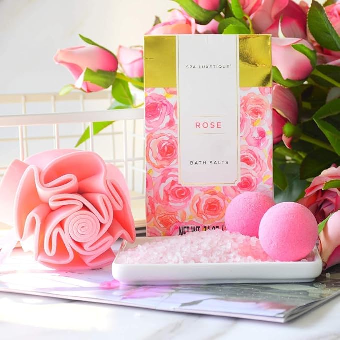 Spa Luxetique Bath Sets for Women Gift - 10pc Rose Spa Gift Set, Self Care Kit for Her Birthday, Mother's Day, Anniversary, Holiday, Valentine's Day for Women, Mother, Girlfriends, Wife