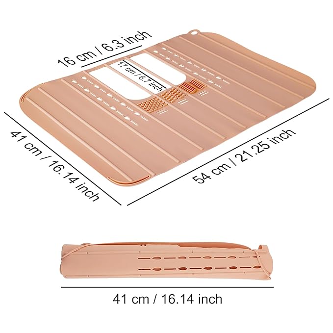 Ranphykx Sink Foldable Cover for Counter Space - Makeup Brush Cleaning Mat - Bathroom Makeup Tools Organizer Space Saver Bathroom Sink Silicone Cover