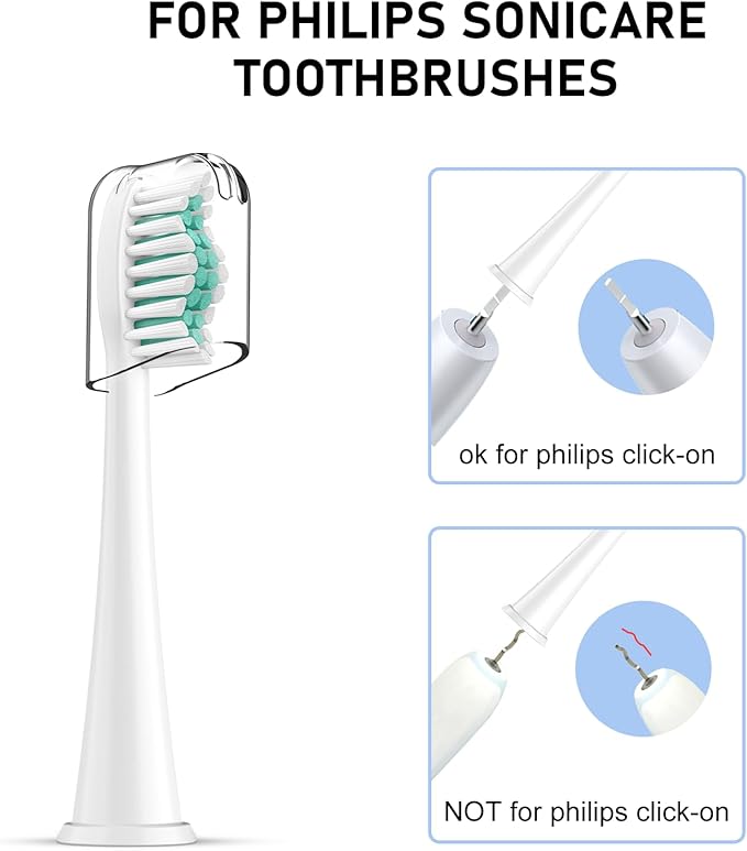 Toothbrush Heads, 8 Pack Electric Toothbrush Replacement Heads for Philips Sonicare Soft Dupont Bristles Replacement Toothbrush Heads for Oral Care