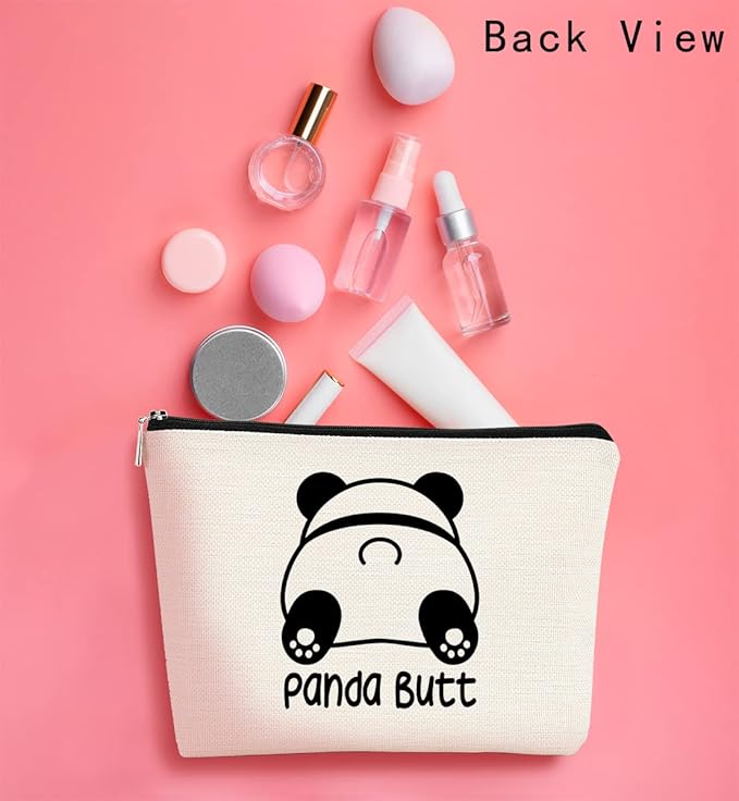 Cute Baby Panda Guess What It's Pug Butt Makeup Bag, Funny Cartoon Cosmetic Bag Idea for Panda Lovers, Birthday or Christmas for Girls & Women, Makeup Case for Teen Girls & Daughters
