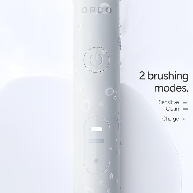 ORDO Lite Sonic Toothbrush, Electric Toothbrushes with 35,000 Pulses Per Min, Dual Modes, Over 5 Weeks Battery, Smart Timer, Waterproof, USB C, Snow