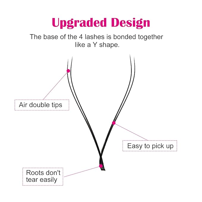 Y Lashes Extensions D Curl Mixed Tray YY Lash Extensions Premade Fans Weave Y Shape Tips Volume Lash Extensions (YY-0.07-D, 8-14mm Mix)