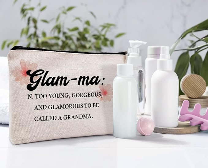 Dwept Glamma Definition Makeup Cosmetic Bag, Inspirational Grandma Makeup Travel Bag, Grandma Appreciation Cosmetic Bag Gifts For Grandma Grandmother Birthday Mother's Day from Granddaughter Grandson
