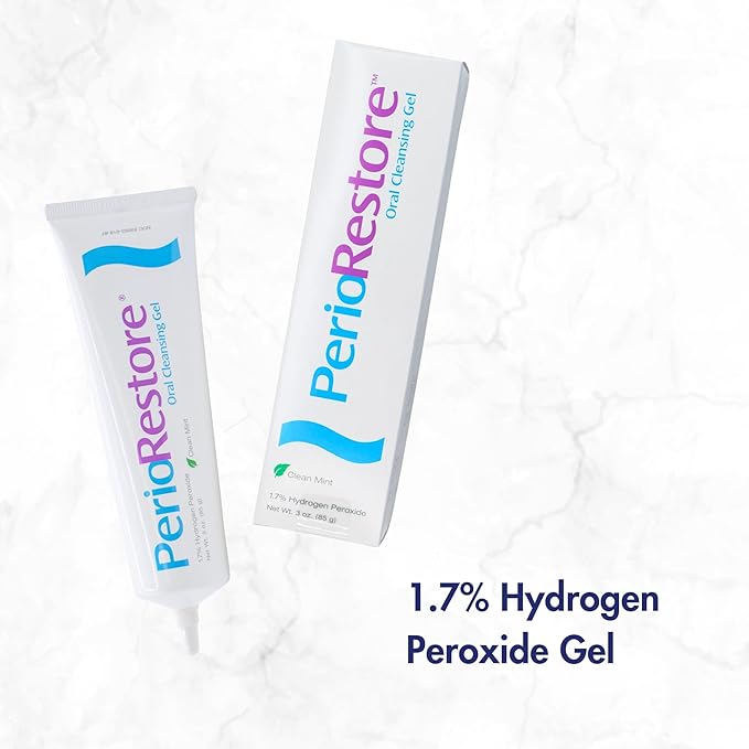 Perio Restore® Gel 3oz 3-Pack – 1.7% Hydrogen Peroxide Teeth Whitening & Oral Care Gel, Mint Flavor, Includes 2 Trays for Easy at-Home Application