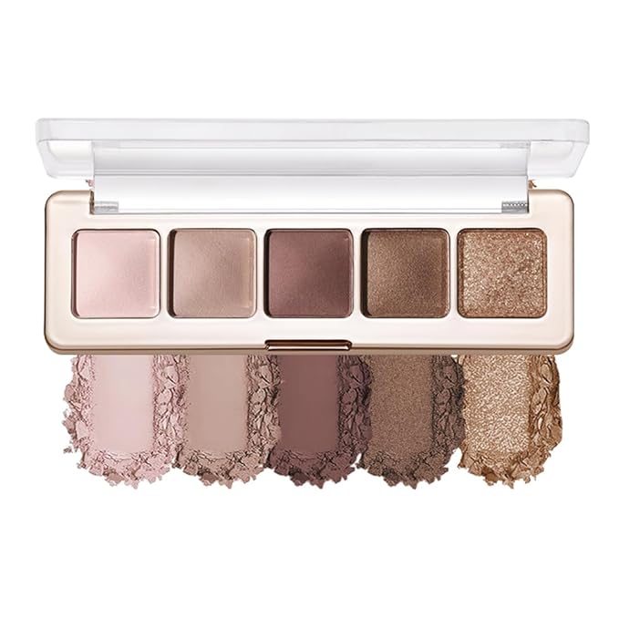 Neutral Nude Matte & Shimmer Eyeshadow Palette – Pink, Cocoa Brown & Champagne Gold Shades, Warm Nude Glitter Eye Shadow Contour Palette for Mature Women, Blue Green Eyes & Daily Natural Makeup