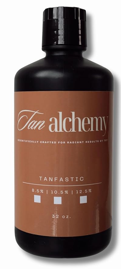 Tampa Bay Tan, Tan Alchemy Tanfastic LongWear Blend 12.5% Dark Sunless Airbrush Spray Tanning Solution Gallon (4-32 oz)