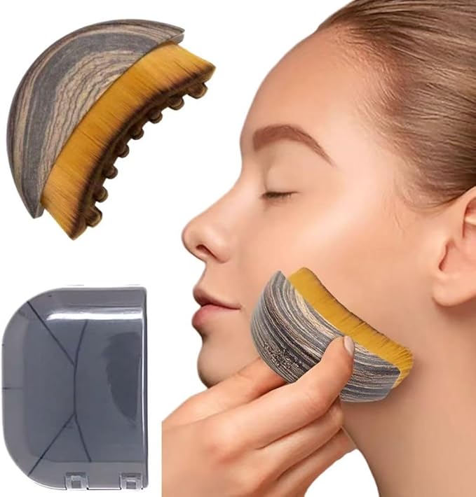 Lymphatic Contour Face Brush - Lymphatic Drainage Massager for Face Lifting, Jawline Sculpting & Anti-Puffiness - Ultra-Soft Dry Brushing Facial Tool with Travel Case