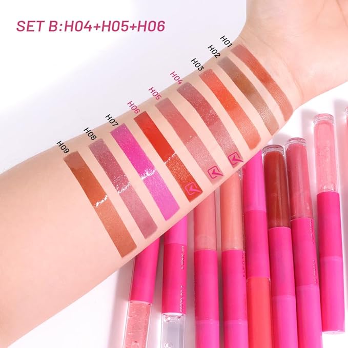 evpct ‌3Pcs Matte Liquid Lipstick Marker Pen Lip Liner Combo Set with Lip Oil, Antique Rose Ruby Bright Red 2in1 Lipgloss Tint Lipstick Long Lasting Waterproof for Women, Longwear Lips Stain 24 hours