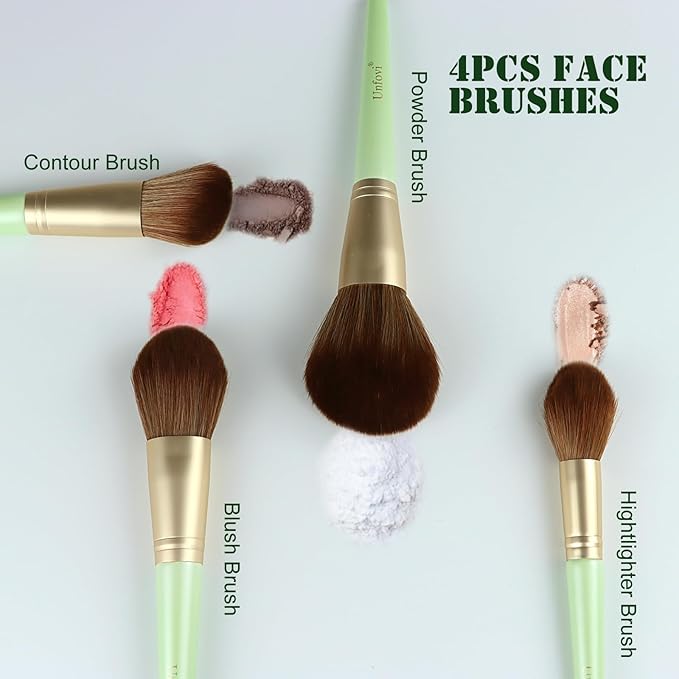 Unfovi 14 Pcs Makeup Brush Set, Cosmetic Brushes for Foundation, Concealer, Eyeshadow, Blush, Powder & Contouring, Professional Beauty Makeup Tools for Women & Beginners(Mint Green)