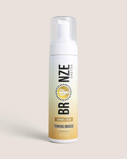 Bronze Cactus Caramel Cream Self Tanning Mousse – Vegan & Dermatologist Tested | Natural Ingredients | Unscented Formula for Face & Body | Smooth, Streak-Free Glow for All Skin Types | 6.7 fl oz