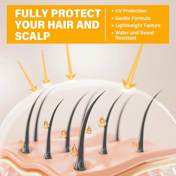 Scalp Sunscreen Spray, Hair Sunscreen Spray SPF 30 for Color Fade & Dryness, Prevent Harmful UV Rays, Scalp Not Greasy & More Comfortable, 120ML