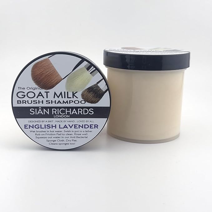 Sian Richards London Goat Milk Solid Brush Shampoo English Lavender | Professional Makeup Brush Cleaner, Natural-Hair Brush Cleanser & Sponge Cleaning Soap, 6oz