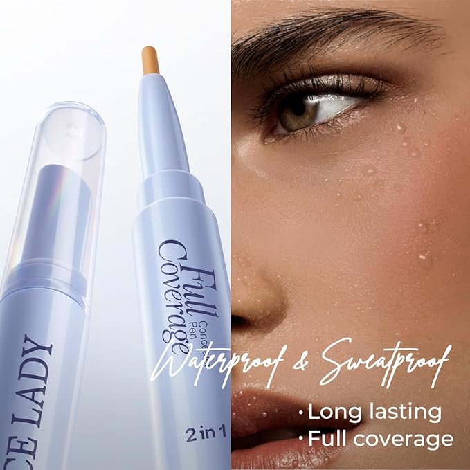 SACE LADY 2 in 1 Full Coverage Concealer Pen, Dual-End Concealer Stick Ultra Precise & Waterproof for Eye Dark Circles, Blackheads, Lightweight & Sweatproof (#03 Warm Natural)