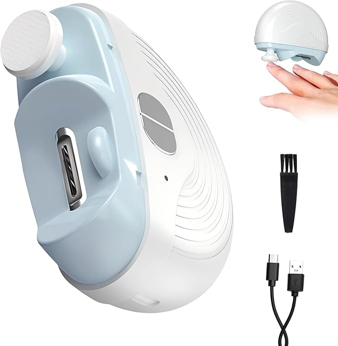 3 Speeds Strong Power Automatic Nails Trimmer with Polisher, Rechargeable Toenail Clippers for Electric Smart Nail Clippers for Adults Seniors (White)