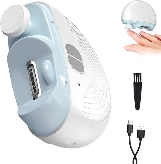 3 Speeds Strong Power Automatic Nails Trimmer with Polisher, Rechargeable Toenail Clippers for Electric Smart Nail Clippers for Adults Seniors (White)