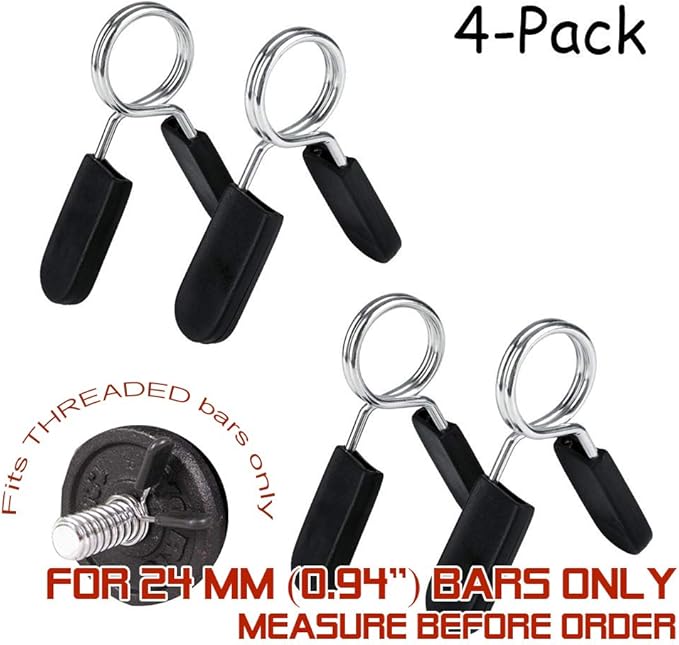 4pcs Spring Clip Collars 1 inch (0.94'', 24mm) 24mm) Exercise