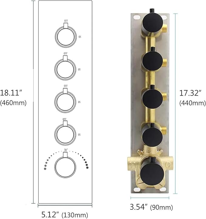 KATAIS Shower System with 12X35 inch Overshower and Dual Side ShowerHead(8 inch), 4 PCS Body Jet and HandHeld Spray, Dual Thermostatic Valve Kit Can Achieve 8 Shower Functions, Brushed Nickel