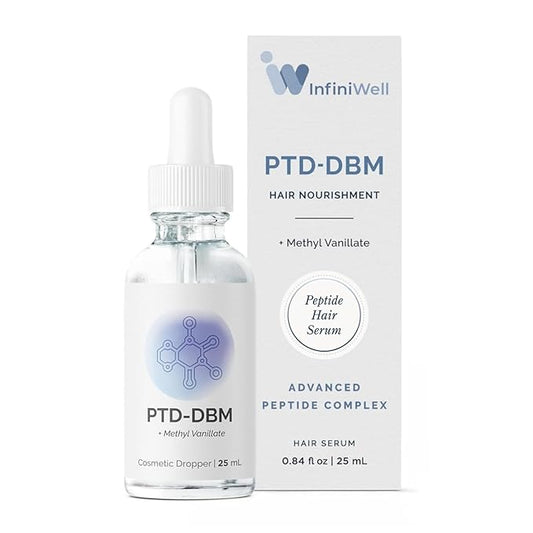 InfiniWell PTD-DBM Peptide Hair Serum for Fuller-Looking Hair - Scalp Treatment for Visible Growth & Follicle Renewal - Reinforce Restoration, Strand Integrity & Optimal Density (25 ml)