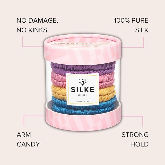 SILKE Hair Ties - Bloom | Luxurious Silk Scrunchies (6 Pack) | Damage-Free Hair Ties for All Hair Types & Styles