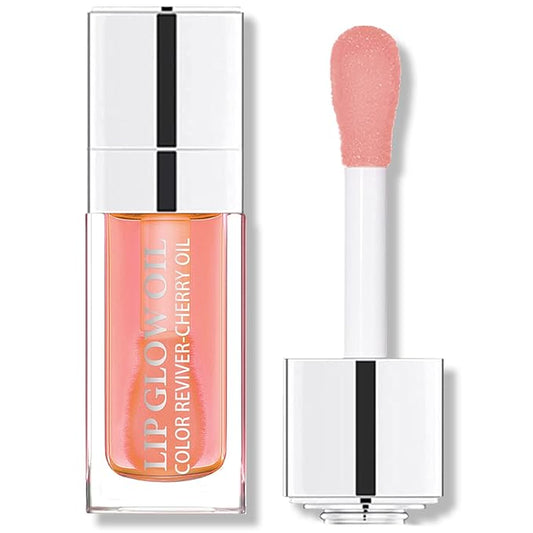 Miniling Hydrating Plumping Lip Oil Gloss Balm Care Transparent Toot Oil, Tinted Sheer Color Liquid Moisturizing Non-Sticky Nourishing Repairing Products(PINK)