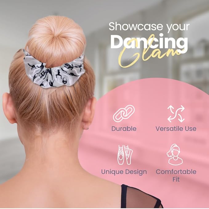 Sportybella Girls' Dance Scrunchie - Premium Velvet Elastic Hair Accessory for Dancers - White