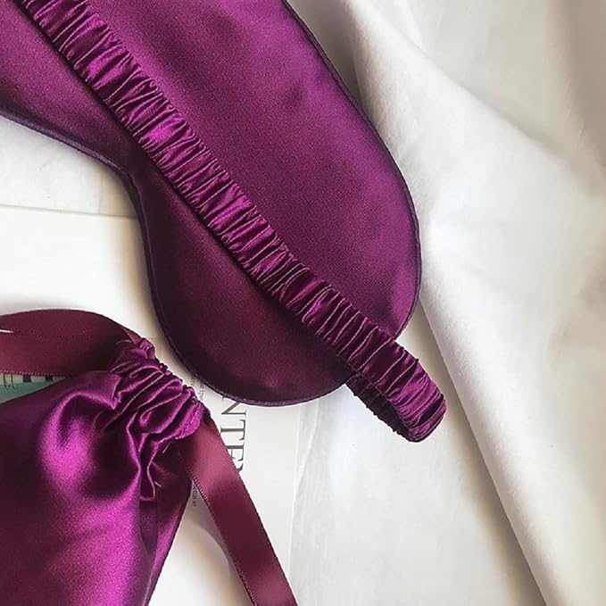 LCBD Silk Satin Sleeping Eye Mask, Dark Purple Sleep Eye Mask Night Blindfold for Women and Men, Soft Breathable Blackout Eyeshade Eye Cover for Travel, Wedding Bridesmaid Gift