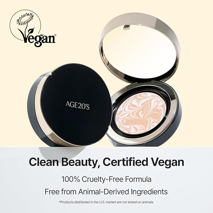 [Vegan] AGE20'S Signature Essence Pact | Pack of 1 | 27C HONEY | Korean Cushion Foundation | Cream Foundation, Dewy & Glow Finish, Natural Coverage, SPF 50+