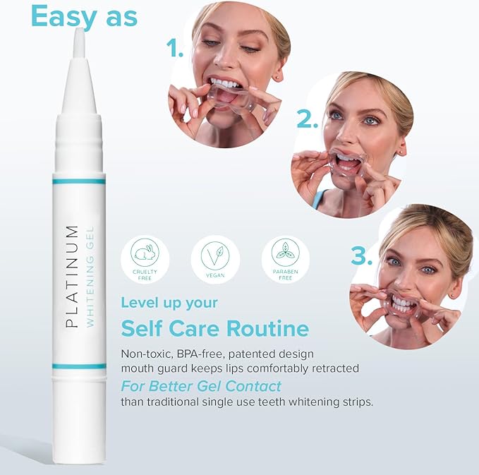 intelliWHITE Platinum Teeth Whitening Pen Kit with Mouth Guard, 14% Hydrogen Peroxide Whitening Treatment, Removes Stains, Safe for Veneers Crowns & Caps, Dentist Formulated, Made in USA