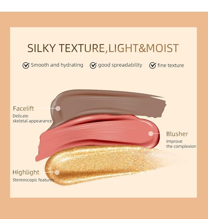 Blush Beauty Wand,Matte Face Blush with Cushion Applicator, white highlighter)